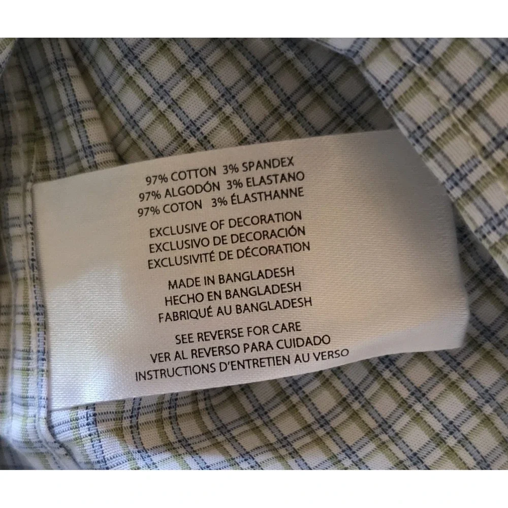 Banana Republic Stretch Poplin Shirt,‎  Green, Large Slim Fit
